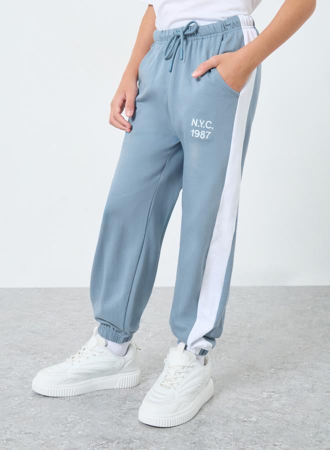 Styli Boys Light Blue Joggers With Side Stripe - Image 4